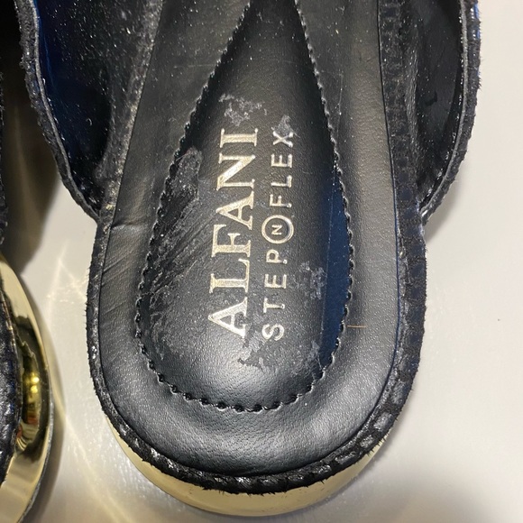 Alfani Serrise Black Snakeskin  Textured Slip-On Mules Shoes Silver Heels 8.5M - Picture 5 of 8